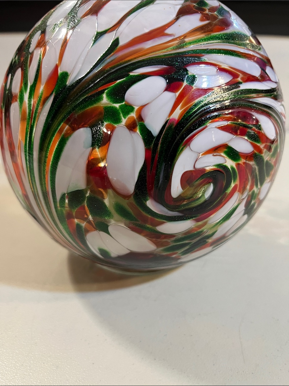 Handblown Glass Globe with Pink Cardinal Accent - Picture 3 of 5